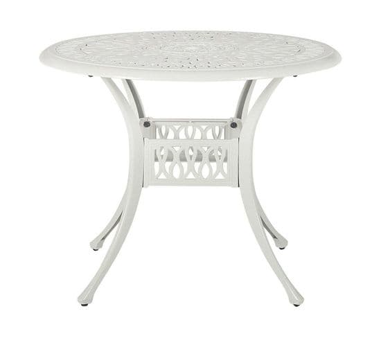Table De Jardin En Aluminium Blanc D 90 Cm Ancona