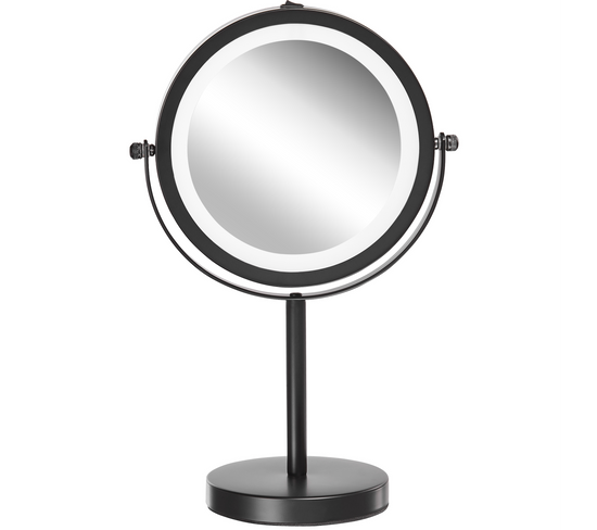 Miroir De Maquillage Avec Éclairage LED Ø 17 Cm Noir Tuchan