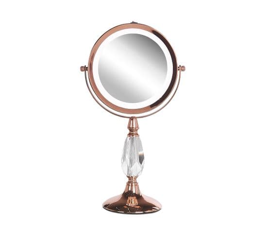 Miroir De Maquillage Avec LED Ø 18 Cm Rose Doré Maury