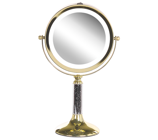 Miroir De Maquillage Éclairage LED Ø 18 Cm Doré Baixas
