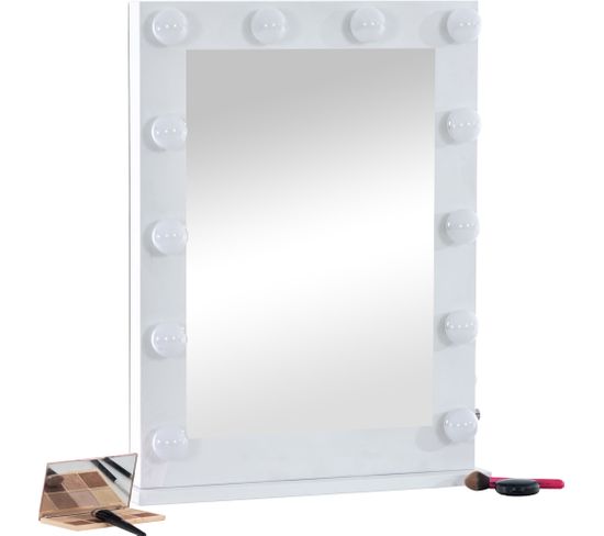 Miroir LED De Maquillage Visalia Avec Lumière Réglable Et Port Usb Blanc