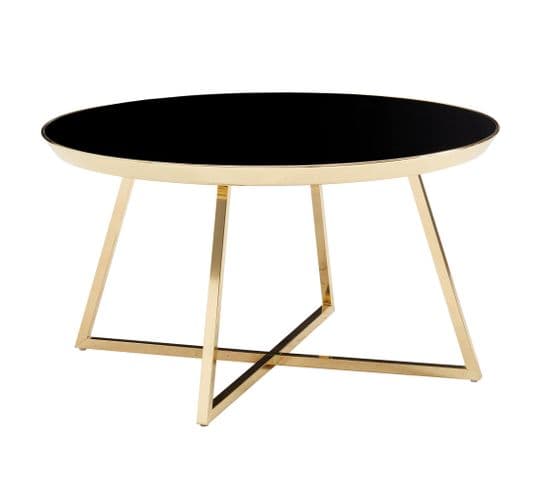 Table Basse De Salon Ronde Verre Métal 76x76x41 Cm Table Canapé Moderne