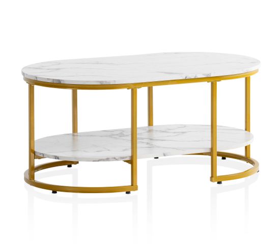 Table Basse Aspect Marbre 100 Cm Table De Salon Rectangulaire Moderne