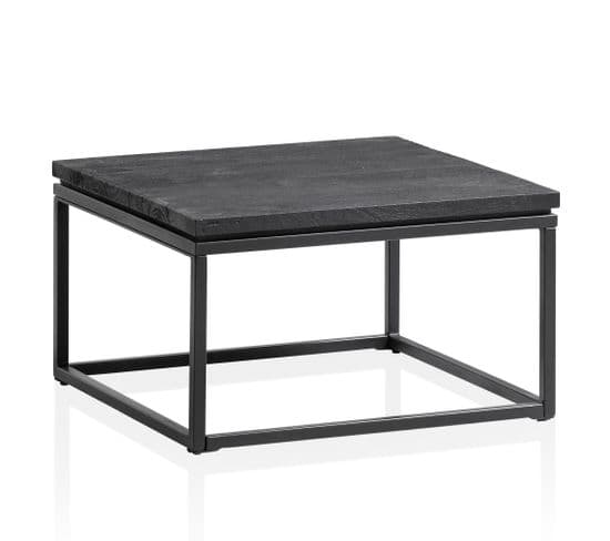 Table Basse Bois Massif Metal Noir Design Table De Canapé Salon Moderne