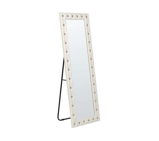 Miroir Sur Pied En Cuir Pu Blanc 50 X 150 Cm Ansouis
