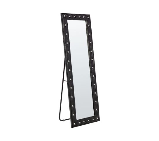 Miroir Sur Pied En Cuir Pu Noir 50 X 150 Cm Ansouis