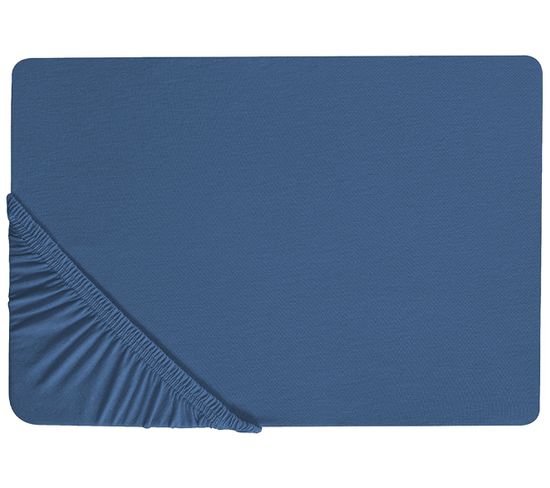 Drap-housse En Coton 160 X 200 Cm Bleu Marine Janbu