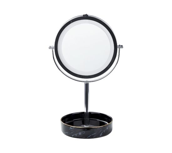 Miroir De Table Argenté Et Noir à LED Ø 26 Cm Savoie