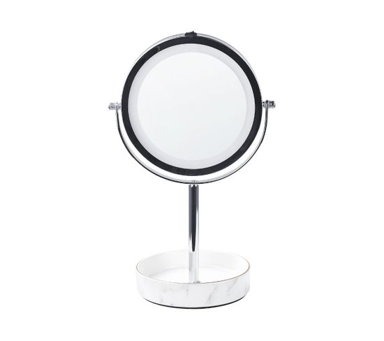 Miroir De Table Argenté Et Blanc à LED Ø 26 Cm Savoie