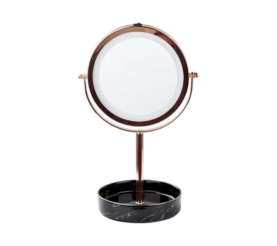Miroir De Table Or Rose Et Noir à LED Ø 26 Cm Savoie