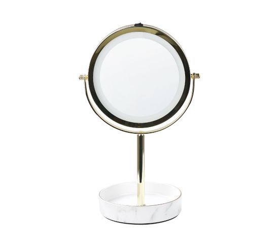 Miroir De Table Doré Et Blanc à LED Ø 26 Cm Savoie