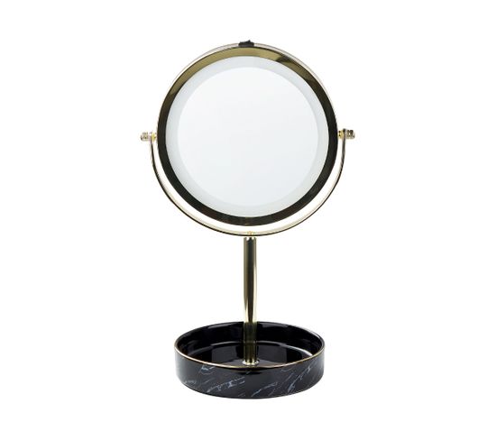 Miroir De Table Doré Et Noir à LED Ø 26 Cm Savoie
