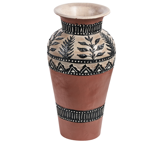Terre Cuite Vase Décoratif 40 Marron Noir Siak