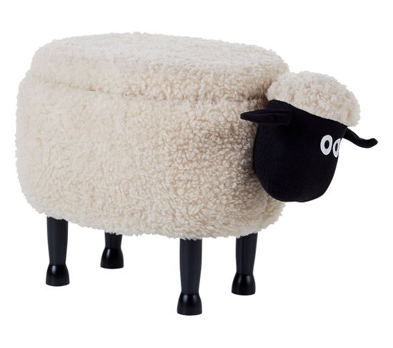 Pouf Animal En Tissu Beige Avec Coffre Sheep