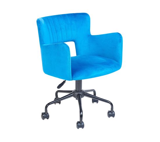 Chaise De Bureau En Velours Bleu Sanilac
