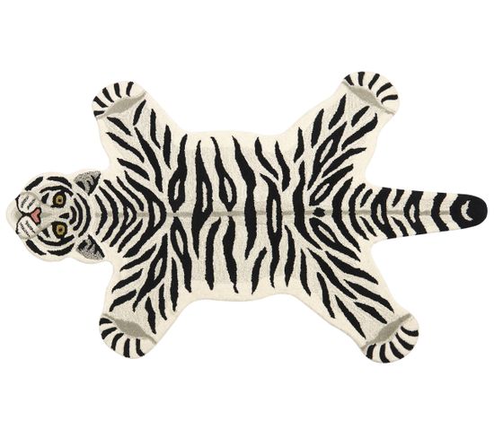 Tapis Pour Enfants En Laine Noir Et Blanc 100 X 160 Cm Tigre Shere