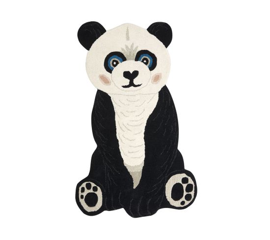 Tapis Pour Enfants En Laine Noir Et Blanc 100 X 160 Cm Panda Jingjing