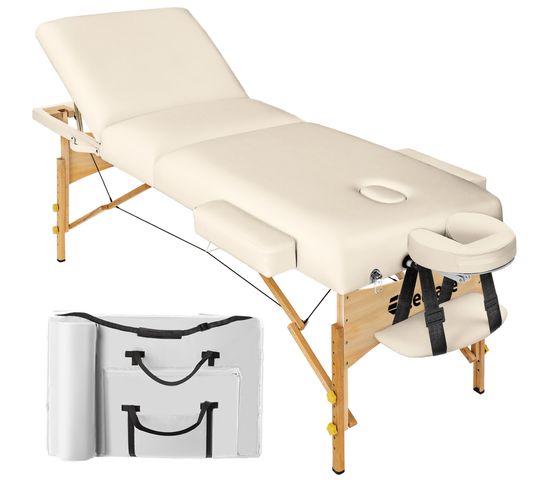 Table De Massage Pliante 3 Zones - 13 Cm D'épaisseur + Housse - Beige