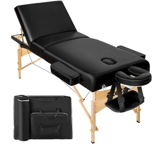 Table De Massage Pliante 3 Zones - 13 Cm D'épaisseur + Housse - Noir