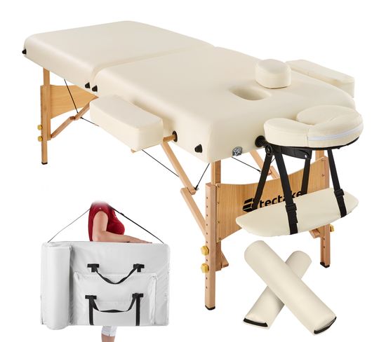 Table De Massage Pliante 2 Zones 7,5 Cm D'épaisseur - Beige