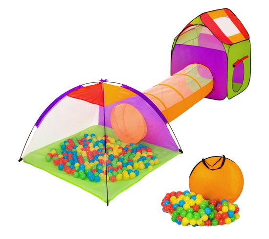 Tente Enfant, Tente Igloo Et Tunnel, 200 Balles Et Sac - Multicolore