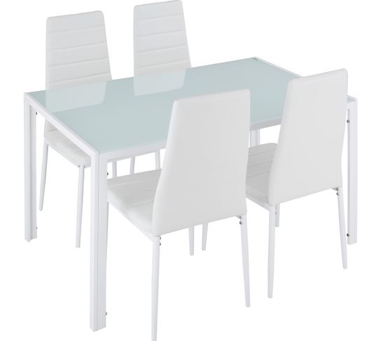 Ensemble Table + 4 Chaises - Blanc