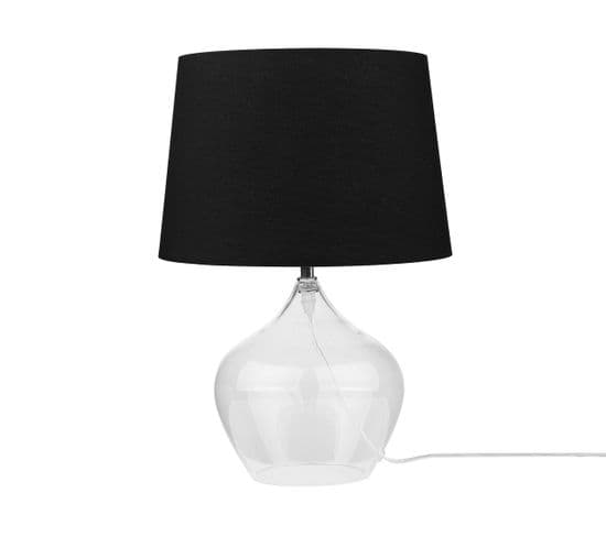 Lampe De Table En Verre Transparente / Noire 45 Cm Osum