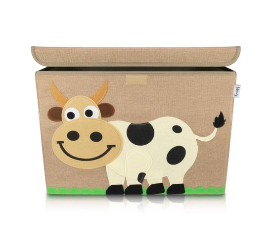 Boîte De Rangement En Tissu Pour Enfant Grand Modèle "vache" Avec Couvercle Lifeney