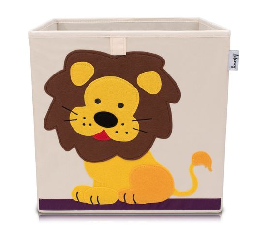 Boîte De Rangement En Tissu Pour Enfant "lion" Sur Fond Clair