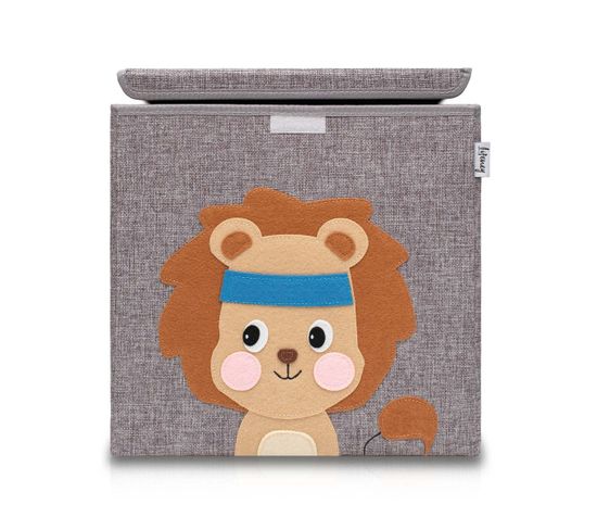 Boîte De Rangement En Tissu Pour Enfant "lion" Avec Couvercle