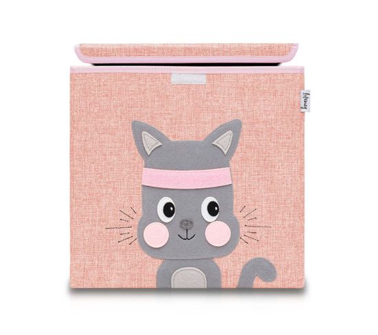 Boîte De Rangement En Tissu Pour Enfant "chat" Avec Couvercle