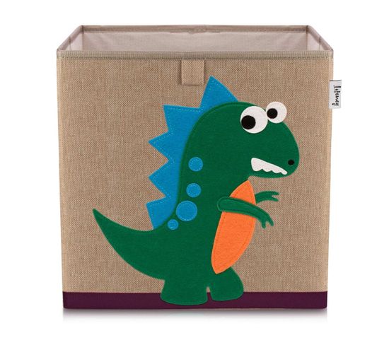 Boîte De Rangement En Tissu Pour Enfant "dinosaure Vert Foncé"