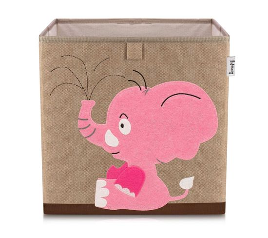 Boîte De Rangement En Tissu Pour Enfant "éléphant Rose"