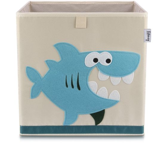 Boîte De Rangement En Tissu Pour Enfant "requin" Sur Fond Clair