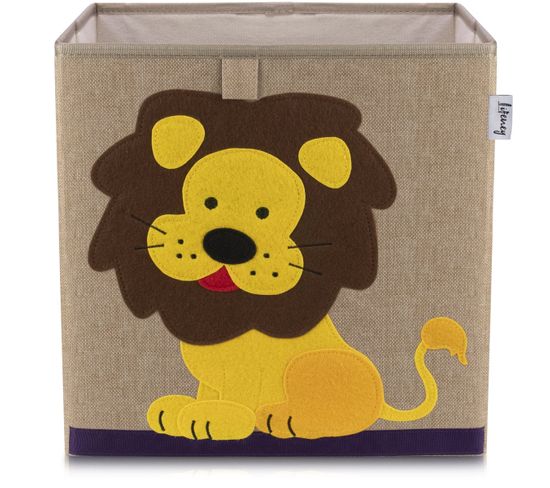 Boîte De Rangement En Tissu Pour Enfant "lion" Sur Fond Foncé