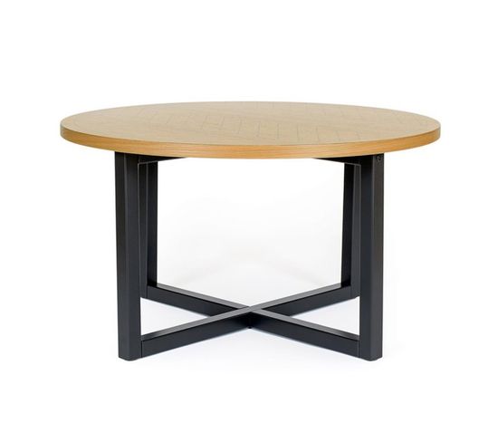 Table Basse Ronde "camden" 80cm Chêne et Noir