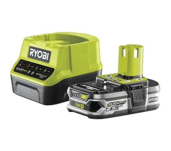 Pack Batterie Ryobi 18v One+ 2.5ah Lithiumplus - Chargeur Rapide 2.0ah - Rc18120-125