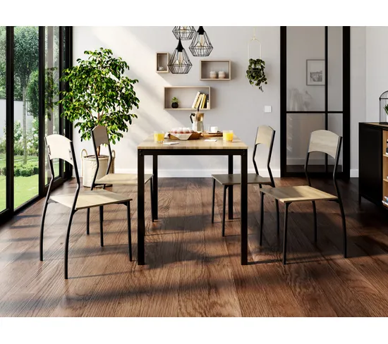 Set table et chaise OPAL imitation chêne