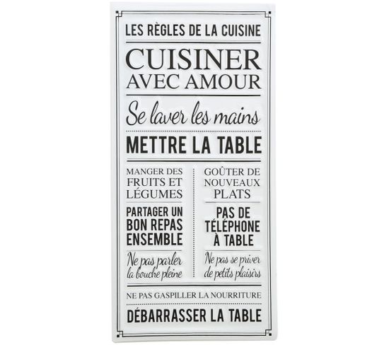 Plaque Décorative En Métal Les Règles De La Cuisine 30x60 Cm