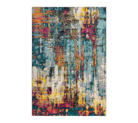 Tapis Moderne Courtes Mèches Rayé Rectangle Abstraction Multicolore 120x170