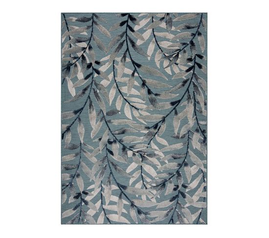 Tapis Floral Extérieur Et Intérieur Moderne Willow Bleu 120x170