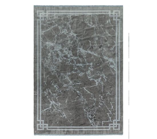 Tapis Moderne Raya Border En Polyester - Argent - 200x290 Cm