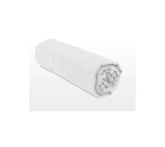 Drap Housse Uni 100% Coton - Bonnet 25cm - Blanc - 180x200 Cm