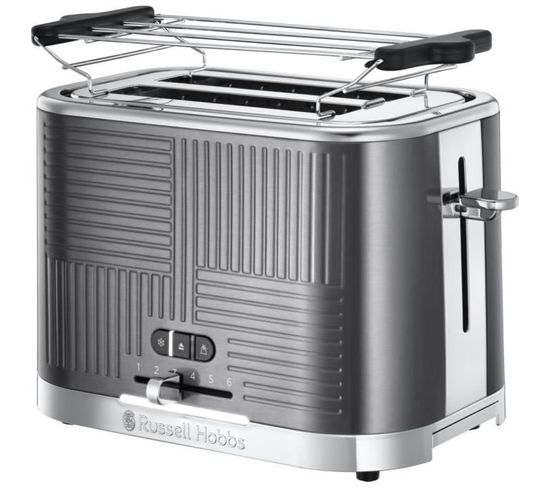 25250-56 Toaster Grille-pain Geo Steel 4 Fonctions - Température Ajustable - Réchauffe Viennoiserie
