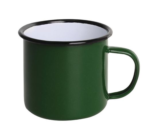 Mug En Acier Émaillé Vert Et Noir 350 Ml - Lot De 6 -