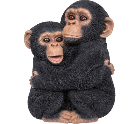Chimpanzés Enlacés En Résine 35 Cm