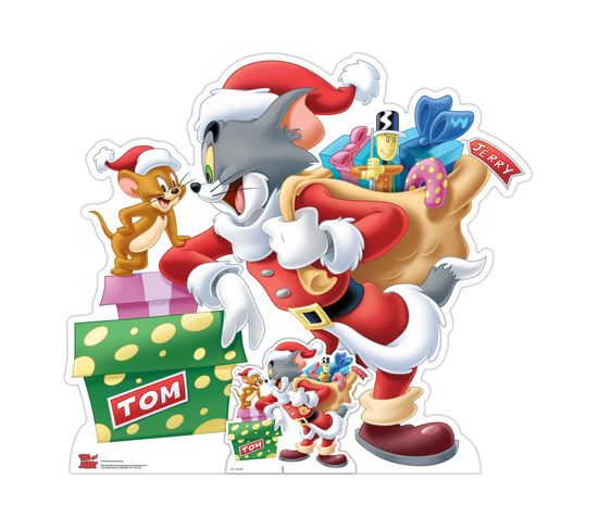 Figurine En Carton - Noël - Tom et Jerry - Cadeau De Noël Tom Vert - Haut 81 Cm