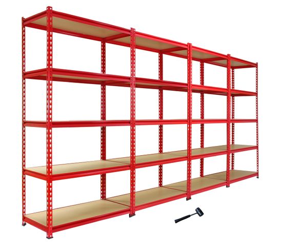 Monster Racking 1 Rayonnage D'angle Z-rax Rouge Et 4 Rayonnages Z-rax Rouges En Acier Sans Boulons