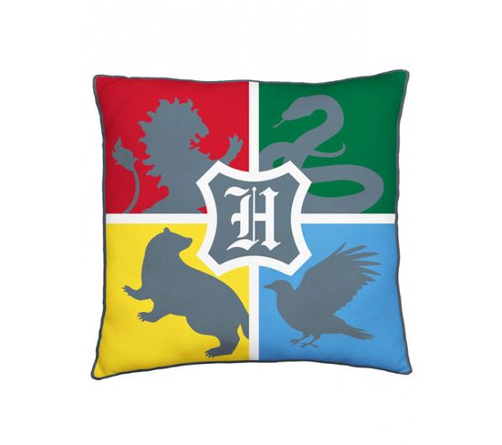 Coussin - Harry Potter, Les 4 Maisons Rouge, Vert, Jaune, Bleu - 40cm X 40cm