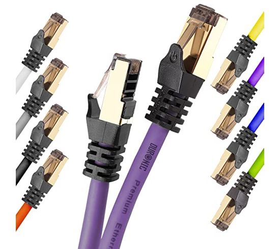 Cat8 Pe Câble Ethernet Mauve 1,5 M - Bande Passante 2ghz - Transmission Des Données 40 Gigabits